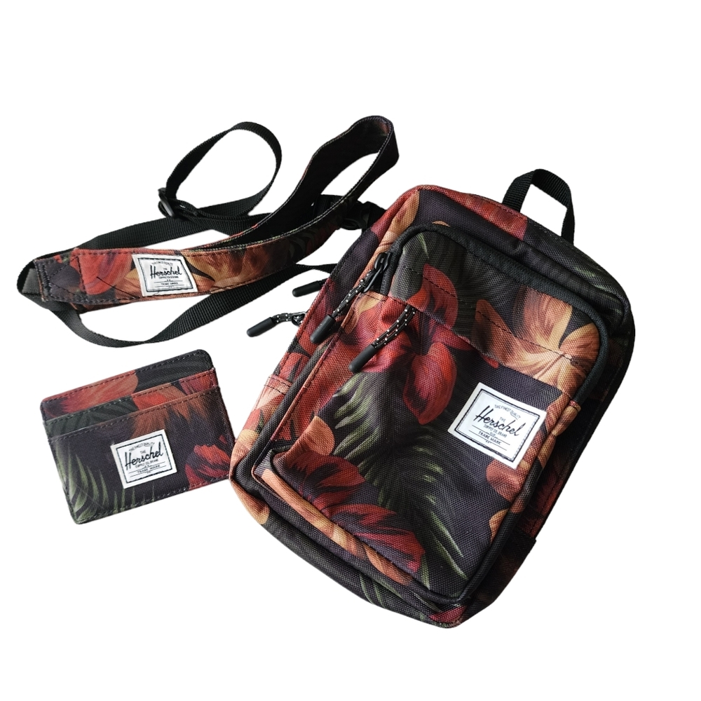 Herschel Supply Co Tropical Hibiscus Crossbody Bag and Card Wallet